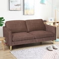 thumbnail image 3 of Costway Modern Fabric Couch Sofa Love Seat Upholstered Bed Lounge Sleeper 2-Seater Brown, 3 of 10