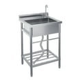 thumbnail image 1 of Stainless Steel Utility Sink,  Single Bowl Kitchen Sink with Faucet, Hot and Cold Water Pipe, Storage Shelf, for Garage, Shop, Laundry, 1 of 13