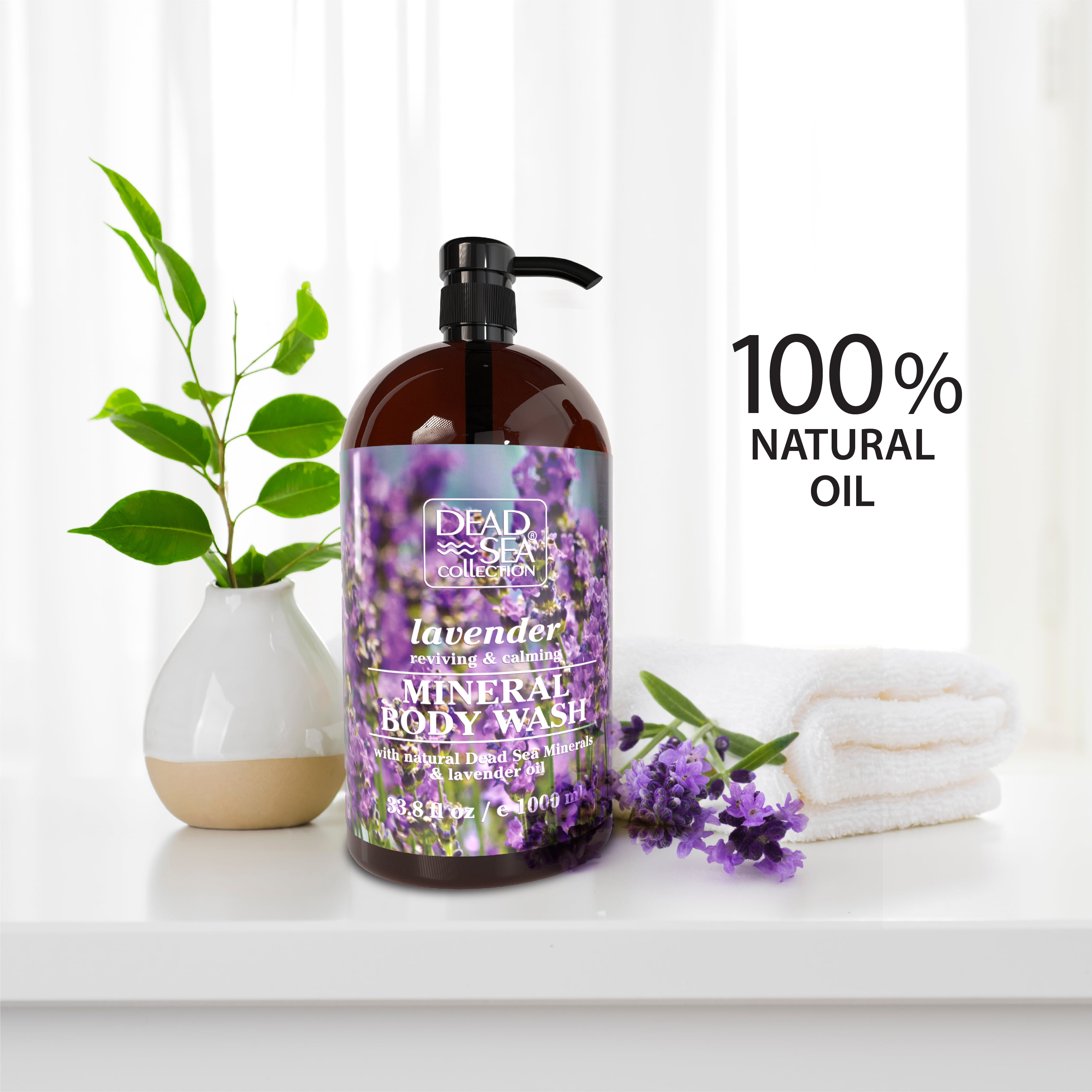 Dead Sea Collection Body Wash, Lavender Oil and Dead Sea Minerals, Pack of 2, 33.8 oz Each