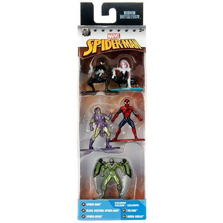 - Marvel Nano Metalfigs Spider-Man, Black Costume Spider-Man, Spider-Gwen, Vulture & Green Goblin Diecast Figure 5-Pack