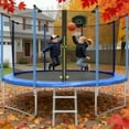 thumbnail image 5 of 12Ft Trampoline with Basketball Hoop for Kids and Adults, Recreational Trampoline with Safety Enclosure Net, Outdoor Trampolines with Heavy-Duty Steel Frame for Boys & Girls, Backyard, Patio, Garden, 5 of 7