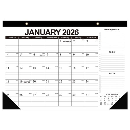 2026 Desk Calendar – 12-Month Planner (Jan-Dec 2026) Large 12 x 17 Desk Calendar with Thick Paper Wire Binding Wall Hanging Holes for Home & Office Desk Calendar