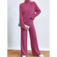 thumbnail image 6 of Women'S 2 Piece Fall Outfits Sets Travel Knit Pullover Tops and Wide Leg Pants Sweatsuit Lounge Sets Rose Red L, 6 of 7