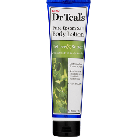 Dr Teal's Relieve & Soften Pure Epsom Salt Body Lotion with Eucalyptus and Spearmint, 10 oz