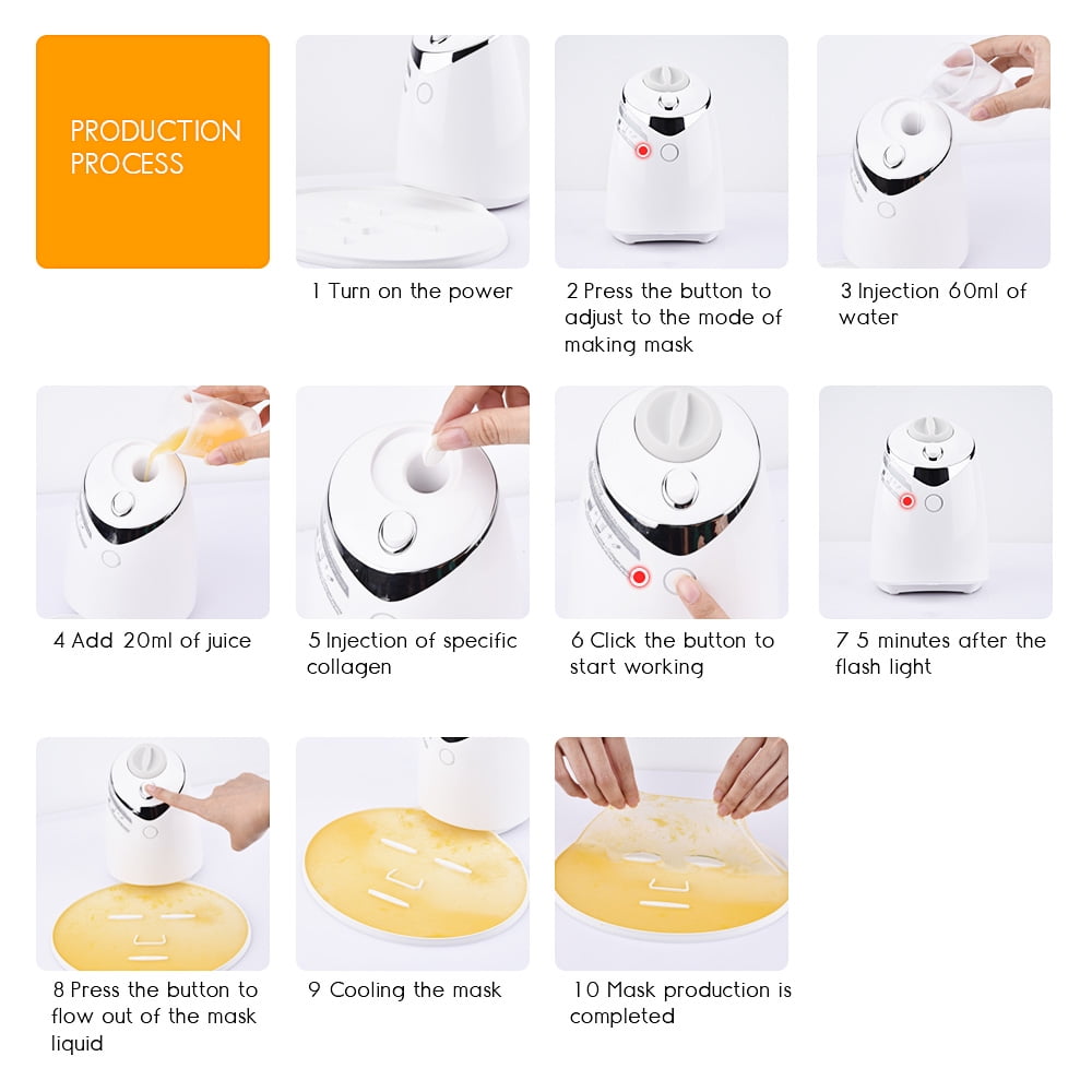 Facial Mask Machine Diy Face Mask Machine, Natural Fruit Vegetable Mask Maker for Skin Care, SPA Facial Skin Care, Face Mask Maker Machine Kit With Collagen Pills, Easy to Use and Clean