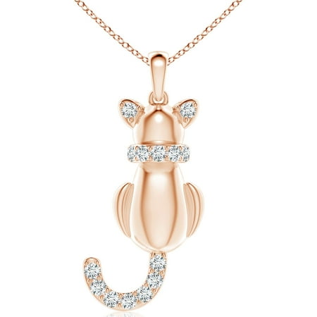 ANGARA IGI Certified Lab Grown 1.04 Ct Diamond Cat Pendant for Women in 14K Rose Gold (Size-2.6mm| Color-F-G| Clarity-VS) | April Birthstone Anniversary Jewelry Gift for Women | Diamond Necklace