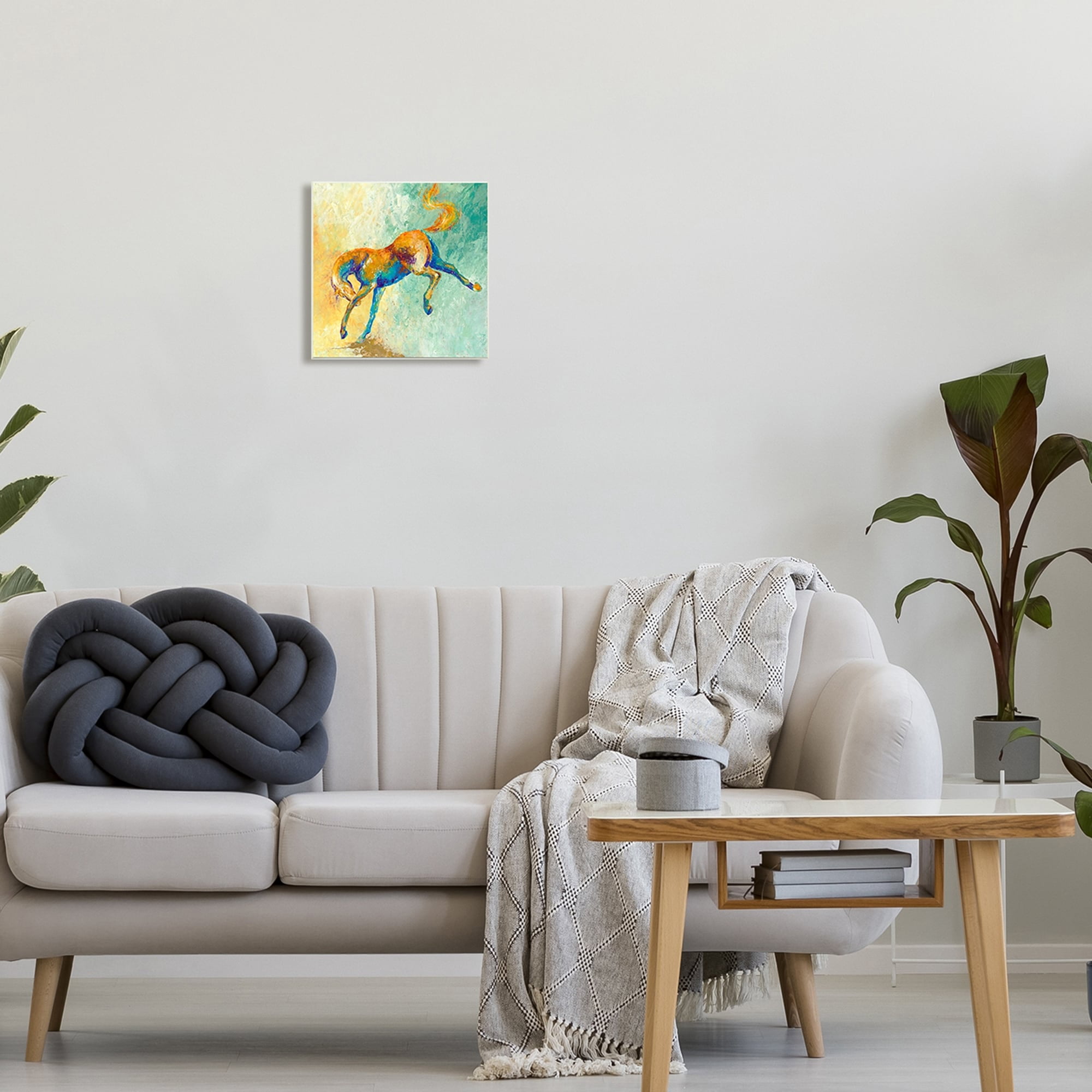 Stupell Industries Vibrant Wild Stallion Horse Jumping Stippled Abstract Paintings Unframed Art Print Wall Art, 12x12, by Dina D'Argo