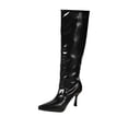 thumbnail image 2 of Women's Boots Solid Color Pointed Toe Side Zipper Mid-Calf Boots Stretch Shaft Sturdy Heel Comfort Fashion Fall Winter Casual Outdoor Daily Wear, 2 of 8
