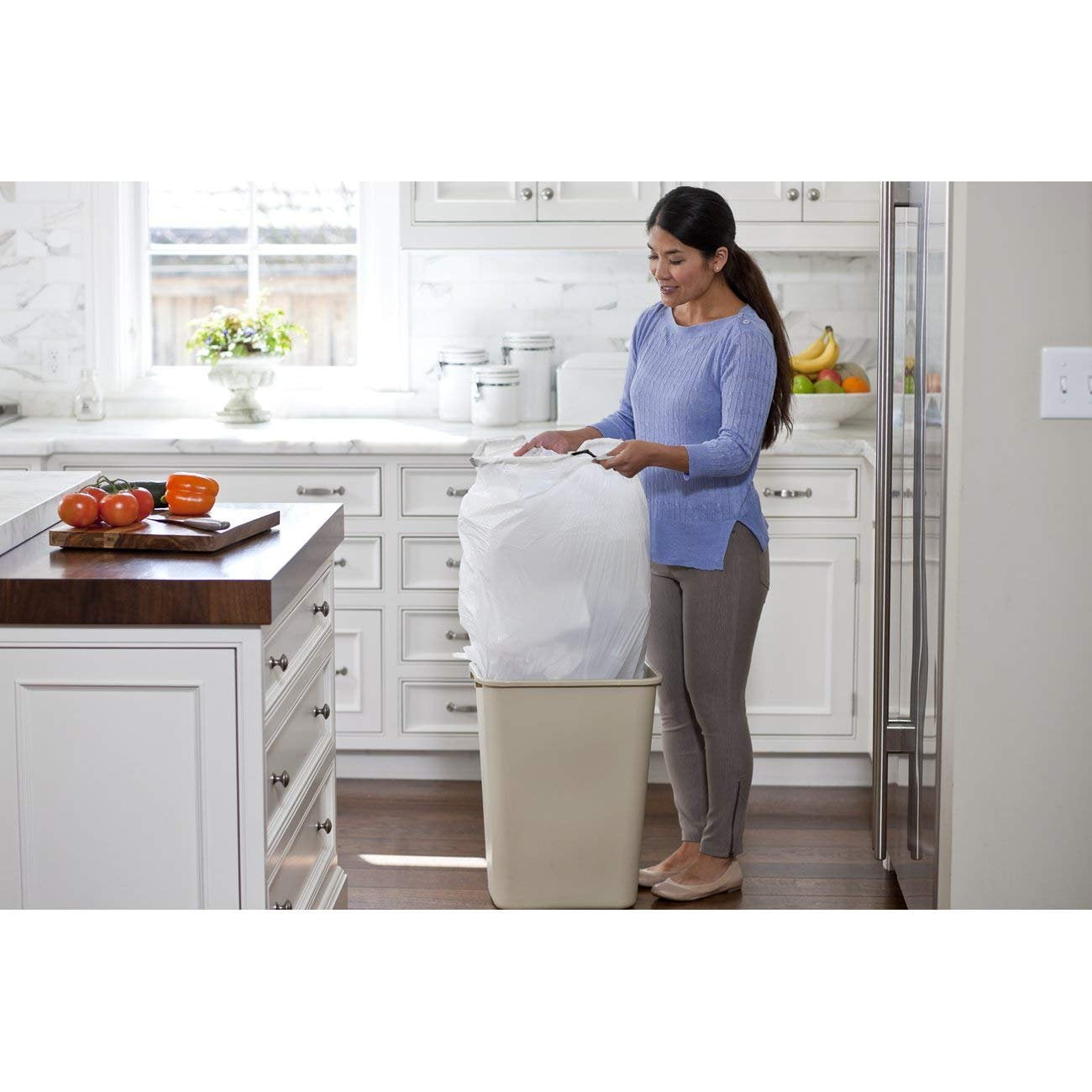 Glad® ForceFlexPlus OdorShield Tall Kitchen Drawstring Trash Bags, 13 gal,  0.9 mil, 24 x 28, White, 34 Bags/Box, 6 Boxes/Carton