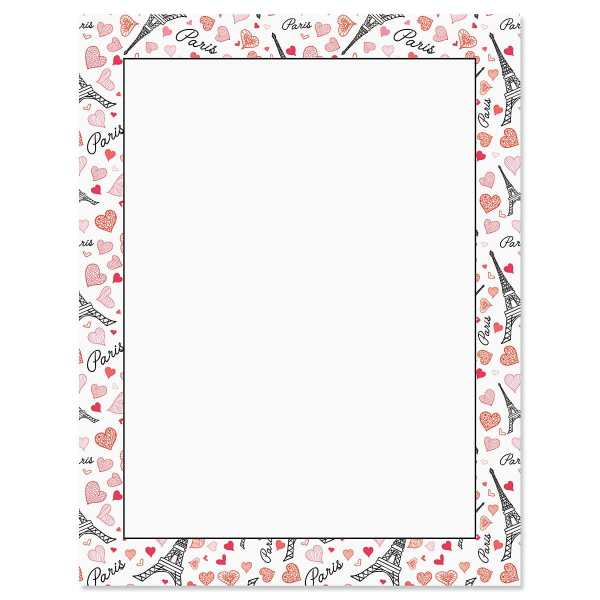 Paper Hearts Letter Stationery - Set of 25 Valentine's Day Themed Papers, 8  1/2 x 11, Printer Compatible, Great for Wedding Announcements, Holiday