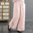 thumbnail image 3 of Soft Pants for Women, Audhol Women's Cotton Linen Pants High Waist Wide Leg Trousers with Pockets Lightweight Breathable Casual Pants for Summer/Beach/Everyday Baggy Linen Pants Women Pink 3XL, 3 of 5