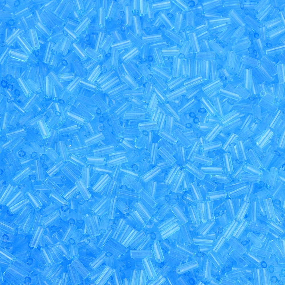 1Pound Transparent Glass Bugle Beads Round Hole Deep Sky Blue 3~8x2mm Hole: 0.7mm 450g/pound DIY