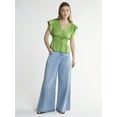 thumbnail image 4 of Scoop Women's V Neck Satin Top with Flutter Sleeves, Sizes XS-4X, 4 of 5