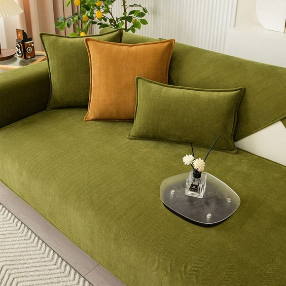 Meitianfacai 1 Piece Jacquard Couch Covers for 3 Cushion Couch Living Room High Stretch Sofa Cover Pets Dogs Friendly Anti Slip Thickened Slipcovers Furniture Protector,Green