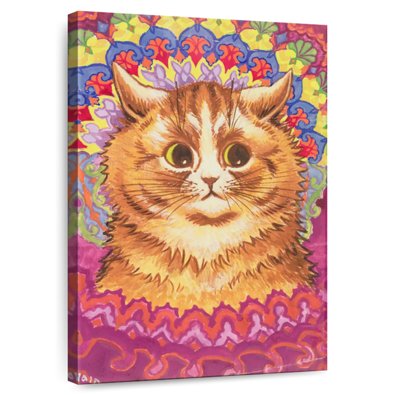 Elephant Stock A Psychotic Cat Wall Art - Vertical Canvas Wall Art - Living Room Wall Decor - Animal Canvas - Brown And Yellow Decor By Louis Wain - 8" x 12"