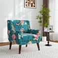 thumbnail image 6 of UIXE Floral Accent Chair Linen Fabric Armchair for Living Room Button Tufted Reading Seating, Pattern Blue, 6 of 7