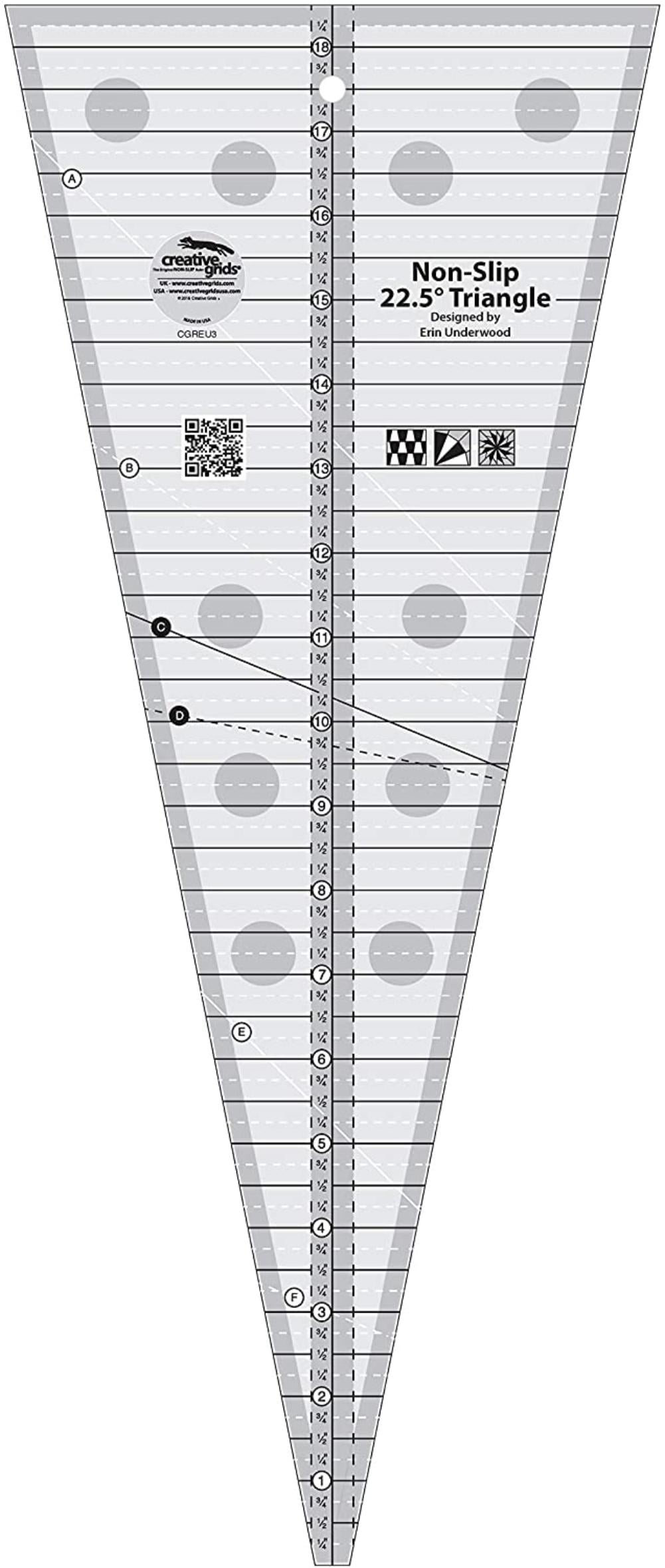 creative grids 22 5 degree 18 5 triangle quilting ruler template cgreu3 create fans dresden plates etc up to a finished size of 36 inches total by visit the creative grids store walmart com