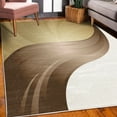 thumbnail image 3 of Contemporary Decorative Rug, Spiraling Stripes with Monochrome Tones Modern Art Inspirations Abstract, Quality Carpet for Bedroom Dorm and Living Room, 6 Sizes, Brown White, by Ambesonne, 3 of 4