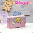 thumbnail image 5 of Preppy Patch Small Toiletry Bag Smile Lightning Heart Pu Leather Portable Waterproof Makeup Cosmetic Bag Daily Use Storage Purse Travel Organizer Comp, 5 of 5
