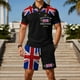 thumbnail image 1 of WILLBEST Pantalones Cortos Casuales para Hombre, con Bandera Europea y Británica, de Manga Corta, con Botones, Holgados y Cómodos, para Negocios Urbanos, Conjunto de Dos Piezas, 1 of 5