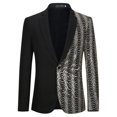 thumbnail image 1 of Chaqueta de banquete con un botón y solapa con muescas y media lentejuela informal para boda para hombre, 9 tamaños, 1 of 5