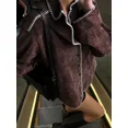 thumbnail image 5 of Otoño mujer recortado sólido elegante abrigo de cuello alto nuevo abrigos casuales de un solo pecho mujeres de manga larga prendas de vestir exteriores sueltas, 5 of 5