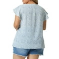 thumbnail image 4 of Agnes Orinda Women's Plus Size Easter Floral Tops Round Neck Flare Short Sleeve Casual Spring Summer Blouse 3X Blue Green, 4 of 7