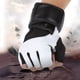 thumbnail image 4 of Guantes antideslizantes de cuero PU para entrenamiento de gimnasia, guantes de Fitness de medio dedo, muñequera (blanco), 1 par, 4 of 8