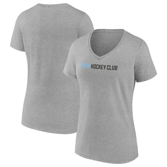 Women's Fanatics Heather Gray Utah Mammoth Wordmark Logo V-Neck T-Shirt