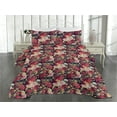 thumbnail image 2 of Ambesonne Rose Print Quilted Coverlet 3 Pcs, Delicate Flowers Scene, King Size, Dark Coral Mustard Rose, 2 of 4