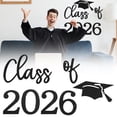 thumbnail image 2 of Class Of 2026 Graduation Decal Banner Vinyl Wall Sticker Black Gold Party Backdrop Balloon Arch Decor 1Pc, 2 of 6