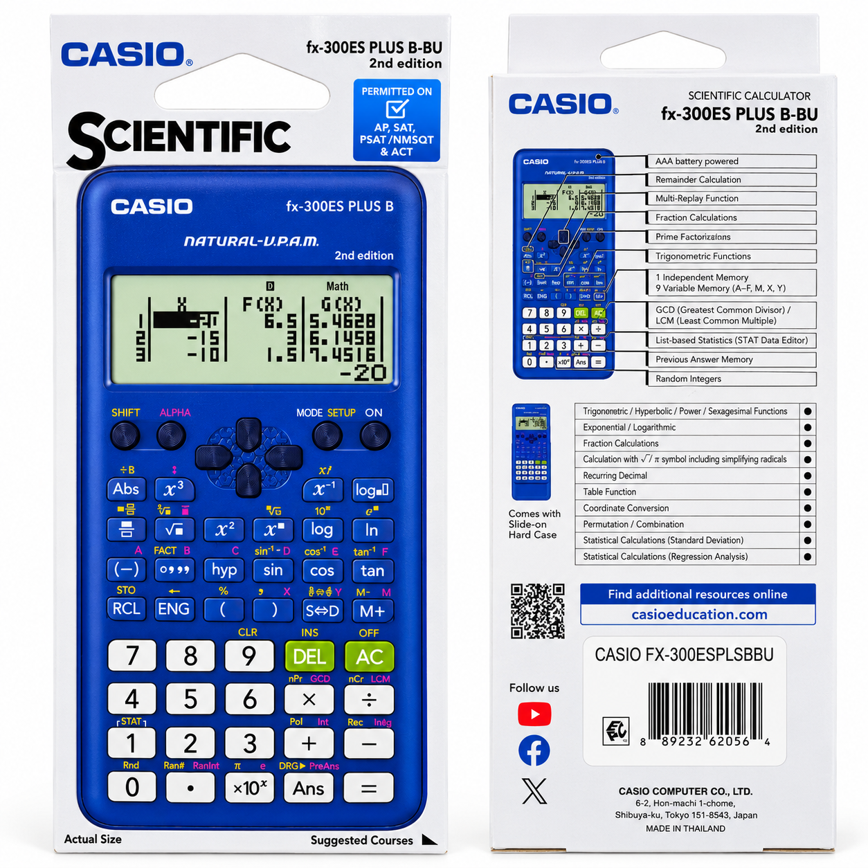 Casio FX-300ES Plus 2nd Edition Scientific Calculator, Blue photo 4