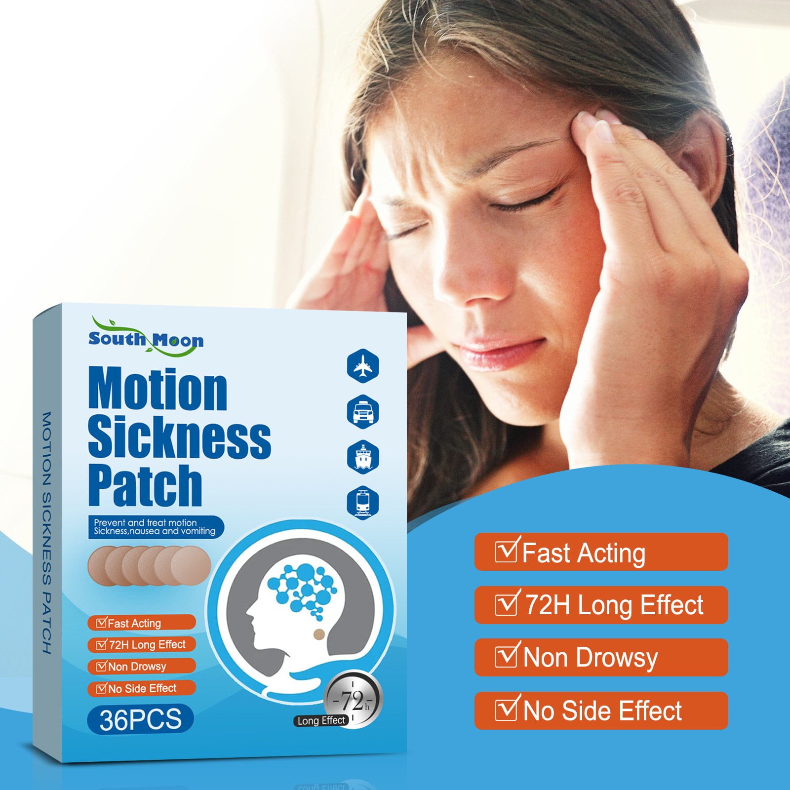Buy 36pcs Motion Sickness Patch,Seasick Patches Anti Nausea Patches Behind Ear, Sea Sickness