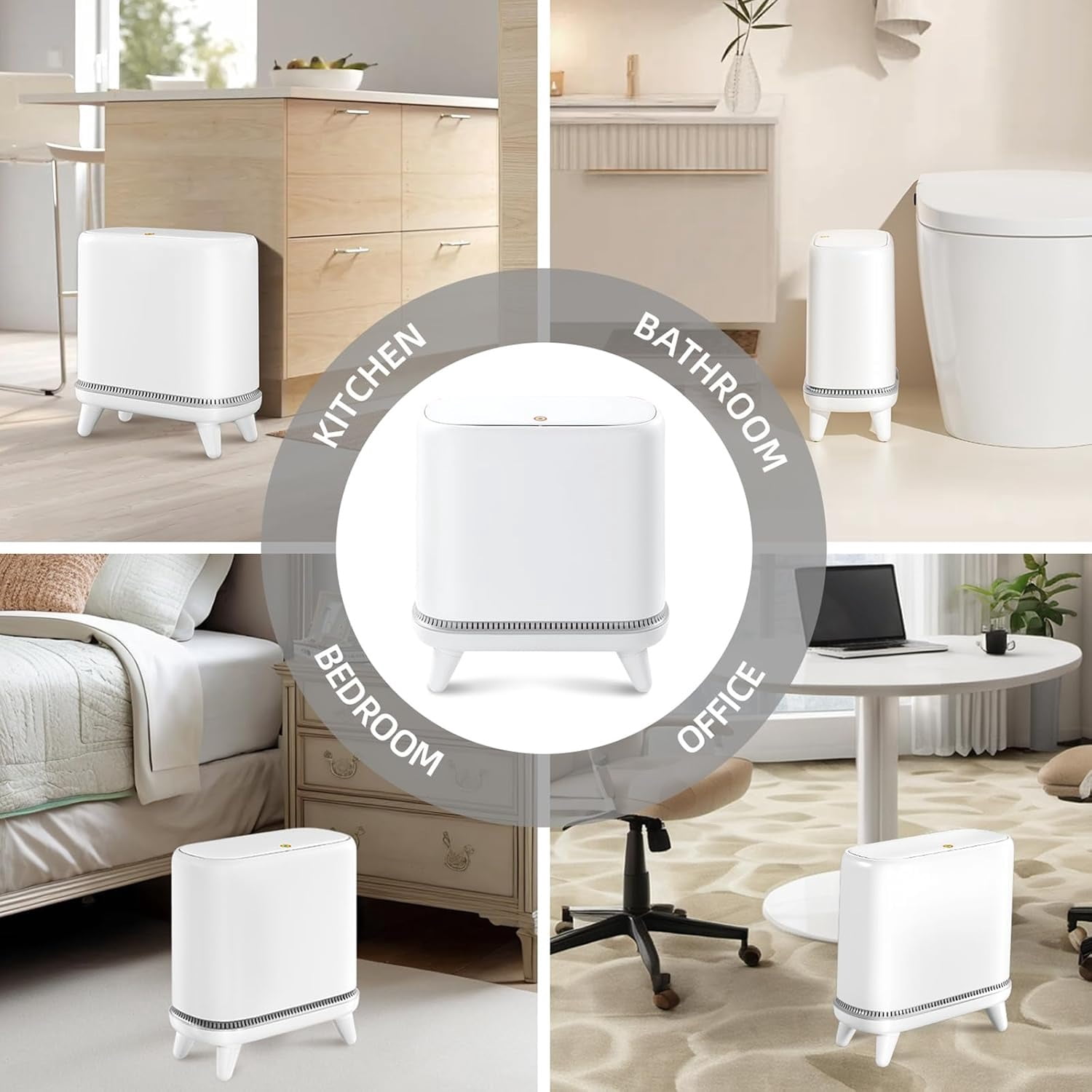 Maoface Small Bathroom Trash Can with Lid 3.2 Gallon - Slim Garbage Can for Bedroom Office Living Room