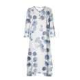 thumbnail image 4 of SCSAlgin Plus Size Women's Casual V Neck Button Down Dresses 3/4 Sleeve Floral Print Dress Loose Flowy Midi Dress, 4 of 4