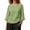 #0103-Green, variant on Everyday Tops for Women Crew Neck 3/4 Flare Sleeve Side Drawstring Ruched Plain Crinkle Linen Linen Tops for Women Relaxed Fit Everyday Wear Breathable Comfortable Womens Tees