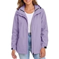 thumbnail image 2 of Plus Size Women's Detachable Hood Windbreaker Jacket, Waterproof Lightweight Packable Full‑Zip Coat with Pockets, Hiking Outerwear for Travel Camping Daily Commute, 2 of 7
