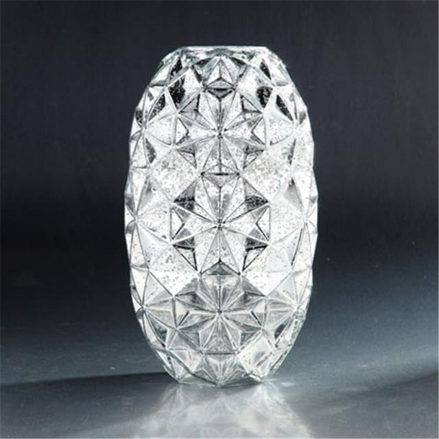 13.5 x 8 in. Glass Candle Holder, Silver