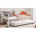 thumbnail image 3 of HMYG 1pc Twin Size Metal Daybed With Trundle Contemporary Style Full Metal Structure Mattress Ready White Finish, 3 of 6