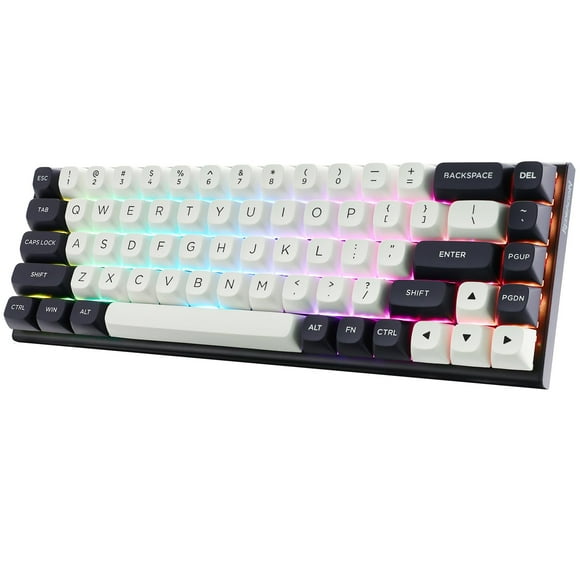 Redragon K701 Rapid Trigger Mechanical Gaming Keyboard, 60% Wired with Adjustable Actuation, Magnetic Switch, 8k Hz Polling Rate, RGB Backlit, 68 Keys Mini for PC Gamer, White/Blue-Black
