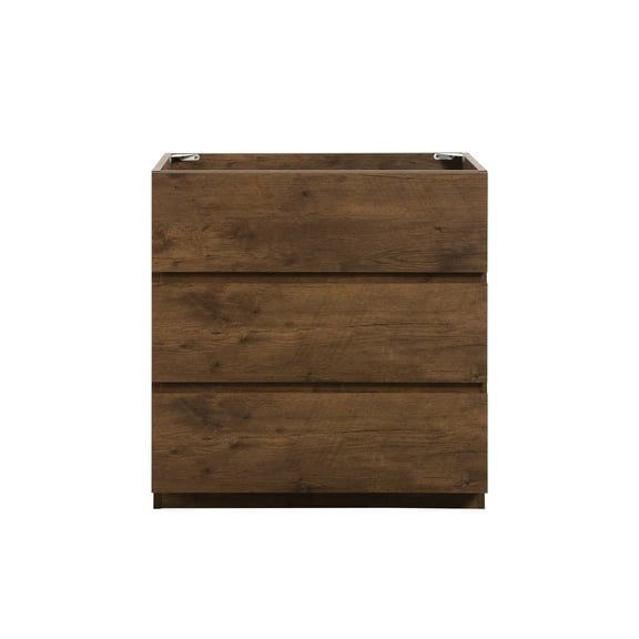 Floor cabinet WITHOUT basin,Walnut color,With three drawers