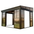 thumbnail image 6 of Erinnyees 10' x 12' Lean-to Sunroom Gazebo, Enclosed Patio Shelter with Sliding Doors, Polycarbonate Roof and Gray-Tinted Panels, Aluminum Frame for Backyard,Brown, 6 of 7