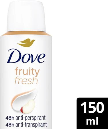 Dove Fruity Fresh Antiperspirant Deodorant Spray for Women, 48H Protection, 0% Alcohol, 150 mL (6 Pack), Long-Lasting Fragrance