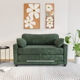 thumbnail image 2 of CQSXDA 2-in-1 Convertible Corduroy Sofa Bed, 2-Seater Loveseat with Side Storage for Living Room Use, Dark Green, 2 of 16