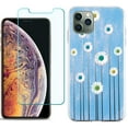 thumbnail image 1 of For Apple iPhone 11 Pro Case , Slim-Fit TPU Protective Phone Case with Tempered Glass Screen Protector, by OneToughShield ® - Daisy Sky, 1 of 3
