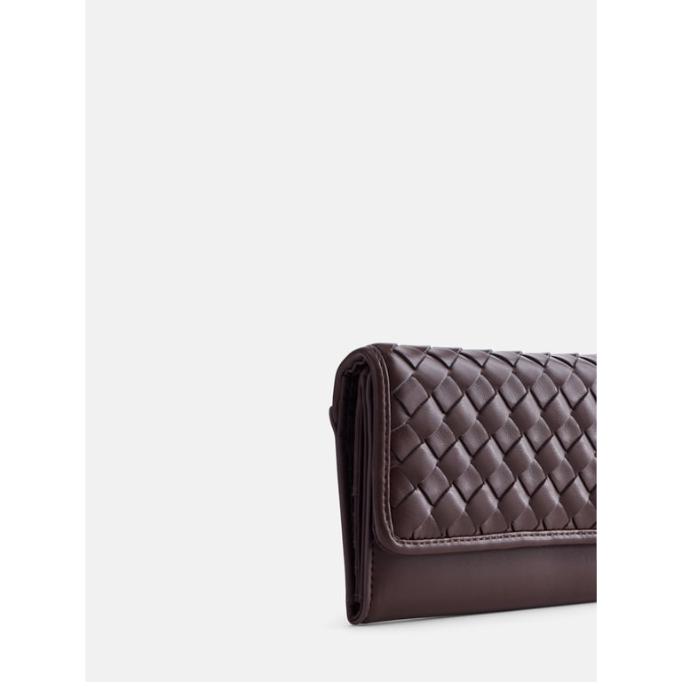 Scenario Woven Faux Leather Clutch Wallet, Warm Chocolate photo 3