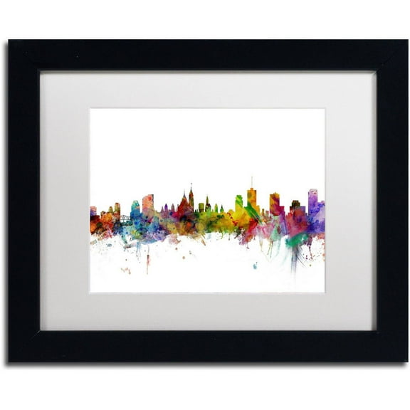 Trademark Fine Art "Ottawa Canada Skyline" Canvas Art by Michael Tompsett White Matte, Black Frame