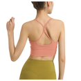 thumbnail image 4 of Xfvqtps Sports Bra for Women Racerback Spaghetti Strap Solid Color Elastic Yoga Workout Crop Tank Top Pink, 4 of 4