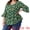 Green, variant on Women's Plus Floral V Neck Ruffle 3/4 Sleeve Peplum Top 2X Orange Pink