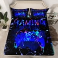 thumbnail image 2 of Erosebridal Gaming Bedding Sets Queen,Gamer Fitted Sheet Teens,Video Game Console Gaming Bed Sheets Bedroom Decor,Gamepad Black Royal Blue Tie Dye Sheets, 2 of 4